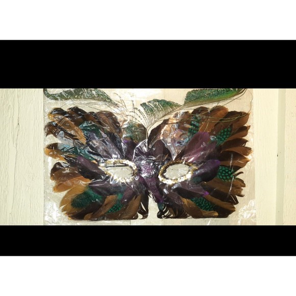2 count Beautiful feather Mardi Gras masks - Picture 2 of 11